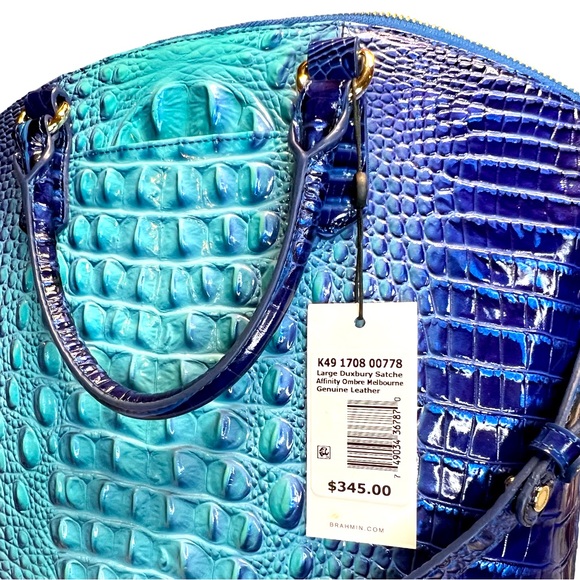 Brahmin NWT Large Blue Teal Duxbury Satche Affinity Ombré Melbourne Bag (P018) - Picture 2 of 12